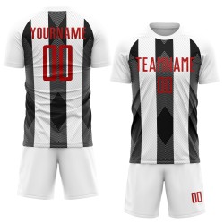 Line Jersey Red-Black Soccer Custom Sublimation Uniform White Line Jersey Red-Black Soccer Custom Sublimation Uniform White