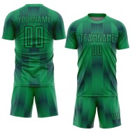Custom Black Sublimation Green Uniform Jersey Kelly Shapes Soccer Geometric