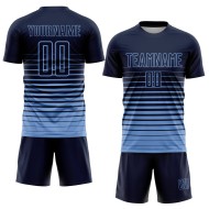 Jersey Fashion Custom Pinstripe Uniform Light Fade Sublimation Navy Blue Soccer