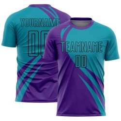 Uniform Soccer Lines Sublimation Jersey Teal-Black Custom Curve Purple