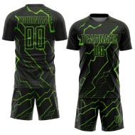Custom Aurora Black Sublimation Jersey Green Uniform Lightning Soccer