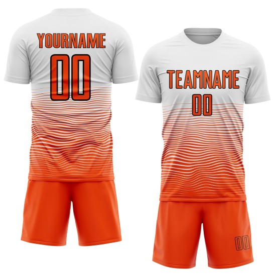 Uniform Line Soccer Custom Sublimation White Orange-Black Gradient Jersey