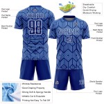 Custom Royal Geometric Jersey Light Shapes Sublimation Uniform Blue-White Soccer Abstract