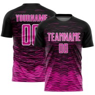 Jersey Line Pink-White Deep Custom Black Soccer Uniform Sublimation
