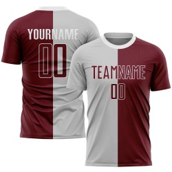 Custom Gray Split Fashion Sublimation Crimson-White Jersey Uniform Soccer