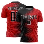 Red Soccer Sublimation Uniform Black-White Jersey Arrow Gradient Custom Red Soccer Sublimation Uniform Black-White Jersey Arrow Gradient Custom