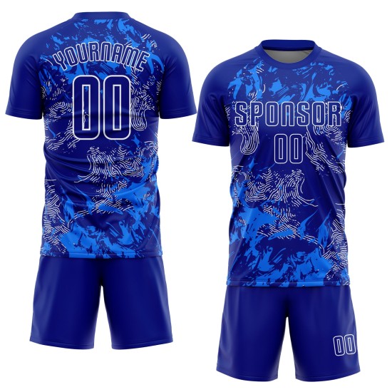 Sublimation Custom Uniform Royal Soccer Royal-White Jersey