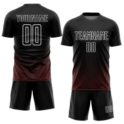 Custom Black Red-White Uniform Jersey Sublimation Soccer Lines Geometric Custom Black Red-White Uniform Jersey Sublimation Soccer Lines Geometric