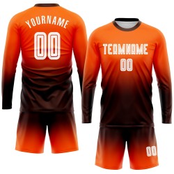 Sublimation Soccer Fade Uniform Sleeve White-Brown Orange Custom Jersey Long Fashion Sublimation Soccer Fade Uniform Sleeve White-Brown Orange Custom Jersey Long Fashion