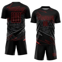 Uniform Custom Jersey Soccer Lines Sublimation Red Black Uniform Custom Jersey Soccer Lines Sublimation Red Black