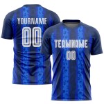 Navy White-Royal Custom Soccer Sublimation Uniform Away Jersey