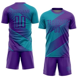 Custom Purple Sublimation Teal Soccer Jersey Uniform Custom Purple Sublimation Teal Soccer Jersey Uniform