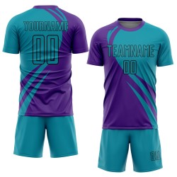 Uniform Soccer Lines Sublimation Jersey Teal-Black Custom Curve Purple Uniform Soccer Lines Sublimation Jersey Teal-Black Custom Curve Purple