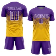 Jersey Soccer Sublimation Purple-White Gold Uniform Custom