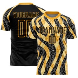 Soccer Uniform Jersey Gold Animal Print Black Custom Sublimation