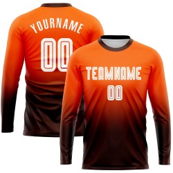 Sublimation Soccer Fade Uniform Sleeve White-Brown Orange Custom Jersey Long Fashion