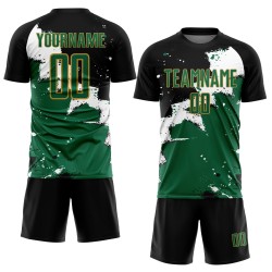 Kelly Uniform Sublimation Soccer Jersey Green-Old Black Spalsh Custom Gold Kelly Uniform Sublimation Soccer Jersey Green-Old Black Spalsh Custom Gold