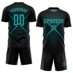 Sublimation Custom Uniform Teal Black Jersey Soccer Sublimation Custom Uniform Teal Black Jersey Soccer