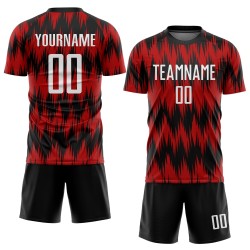 White-Black Soccer Red Custom Jersey Uniform Sublimation White-Black Soccer Red Custom Jersey Uniform Sublimation