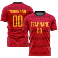 Gold-Black Soccer Uniform Sublimation Custom Red Jersey