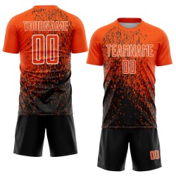 Art Jersey Sublimation Orange Soccer Uniform Fragment Abstract Custom Black-White