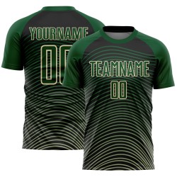 Lines Uniform Cream-Black Green Gradient Custom Geometric Jersey Sublimation Soccer