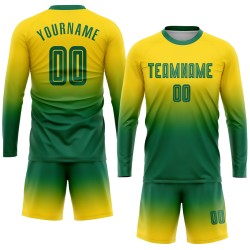 Custom Jersey Kelly Uniform Sublimation Gold Soccer Fade Sleeve Green Long Fashion