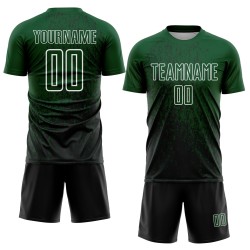Sublimation Jersey Uniform Custom Abstract Green Soccer Art Fragment Black-White Sublimation Jersey Uniform Custom Abstract Green Soccer Art Fragment Black-White