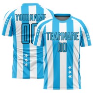 And Jersey White Sky Uniform Squares Soccer Custom Blue-Black Stars Sublimation