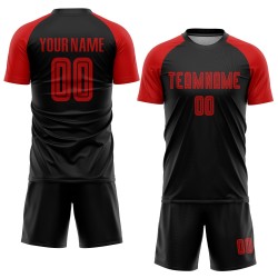 Custom Uniform Jersey Black Sublimation Red Soccer Custom Uniform Jersey Black Sublimation Red Soccer