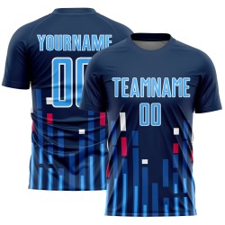 Lines Soccer US Sky Blue-White Blue Custom Sublimation Uniform Navy Jersey