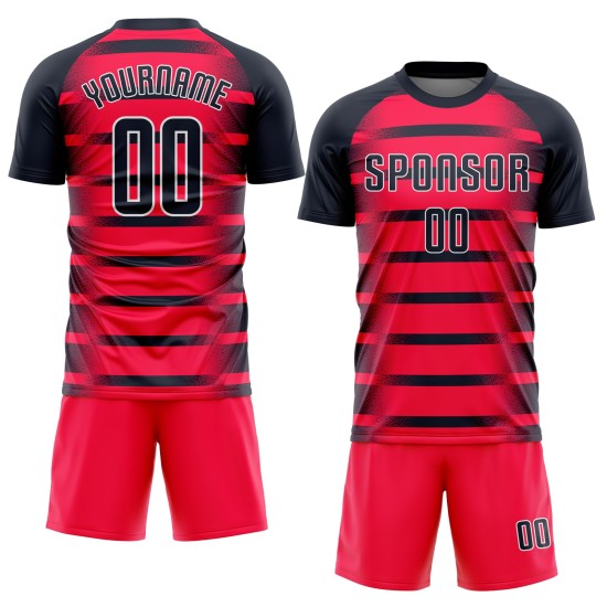 Jersey Custom Sublimation Red Soccer Uniform Navy-White
