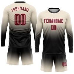 Long Soccer Sublimation Sleeve Cream Crimson-Black Uniform Custom Jersey Fashion Fade Long Soccer Sublimation Sleeve Cream Crimson-Black Uniform Custom Jersey Fashion Fade