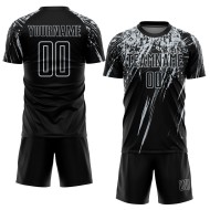 Custom Sublimation Silver Soccer Jersey Uniform Black