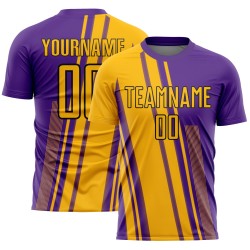 Gold Sublimation Custom Jersey Lines Uniform Purple-White Soccer