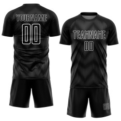 Soccer Line Sublimation Jersey Black Steel Gray-White Uniform Custom Soccer Line Sublimation Jersey Black Steel Gray-White Uniform Custom