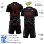 Uniform Custom Jersey Soccer Lines Sublimation Red Black Uniform Custom Jersey Soccer Lines Sublimation Red Black